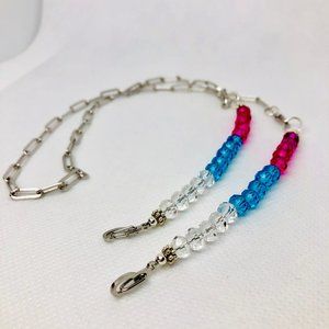 Jeweled pink/turq/cry mask holder/ mask necklace